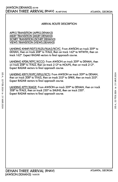 Griffin-Spalding County Griffin, GA (6A2): DEHAN THREE (RNAV) (STAR)