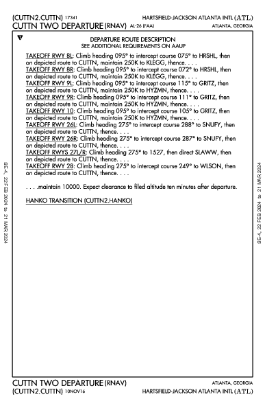 Atlanta Atlanta, GA (KATL): CUTTN TWO (RNAV) (DP)