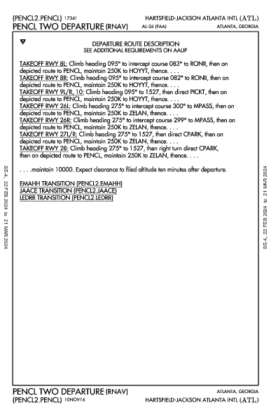 Atlanta Atlanta, GA (KATL): PENCL TWO (RNAV) (DP)