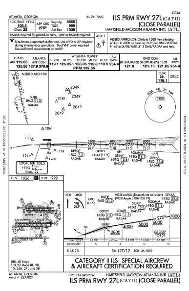 Atlanta Atlanta, GA (KATL): ILS PRM RWY 27L (CAT II) (IAP)