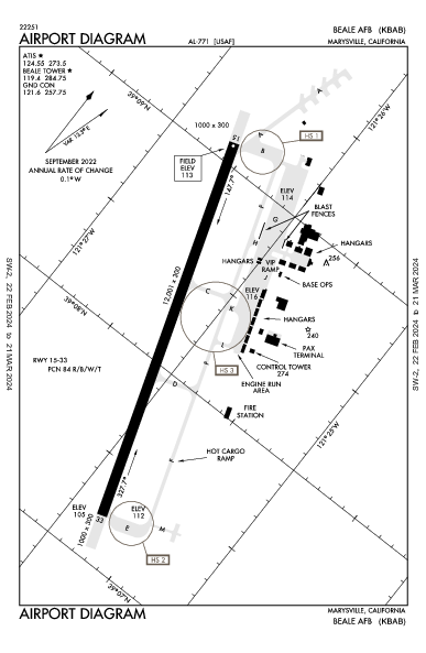 Beale Afb Marysville, CA (KBAB): AIRPORT DIAGRAM (APD)