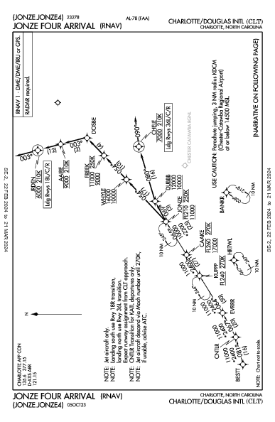 Charlotte Charlotte, NC (KCLT): JONZE FOUR (RNAV) (STAR)