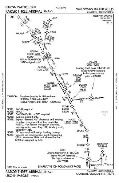 Charlotte Charlotte, NC (KCLT): PARQR THREE (RNAV) (STAR)
