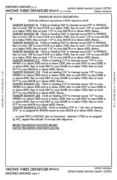 Detroit Detroit, MI (KDTW): HHOWE THREE (RNAV) (DP)
