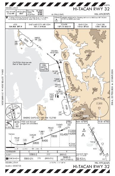 Hill Afb Ogden, UT (KHIF): HI-TACAN RWY 32 (IAP)