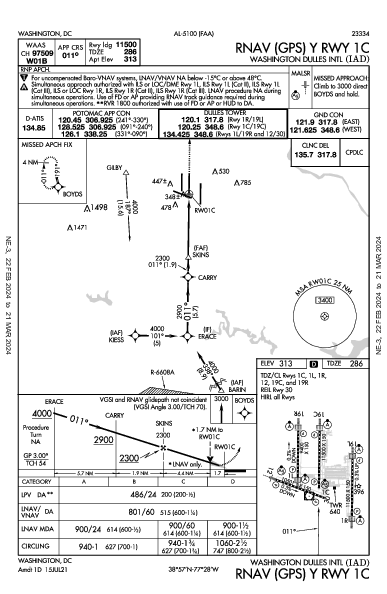 Washington-Dulles-Intl Washington, DC (KIAD): RNAV (GPS) Y RWY 01C (IAP)