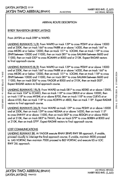 Las Vegas Las Vegas, NV (KLAS): JAYSN TWO (RNAV) (STAR)