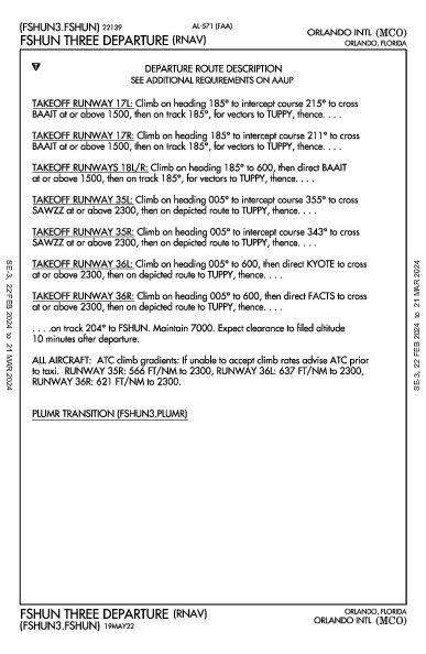 Orlando Orlando, FL (KMCO): FSHUN THREE (RNAV) (DP)