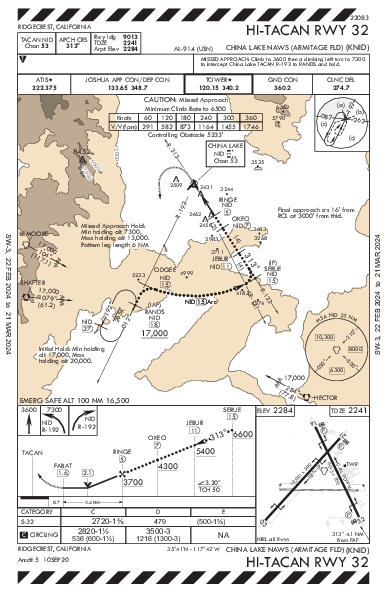 China Lake China Lake, CA (KNID): HI-TACAN RWY 32 (IAP)