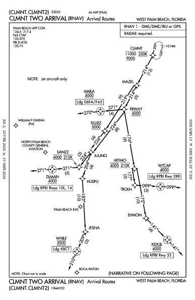 Palm Beach West Palm Beach, FL (KPBI): CLMNT TWO (RNAV) (STAR)