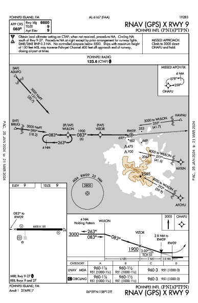 Pohnpei Pohnpei Island,  (PTPN): RNAV (GPS) X RWY 09 (IAP)