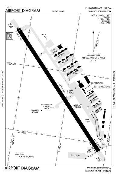 Ellsworth Afb Rapid City, SD (KRCA): AIRPORT DIAGRAM (APD)