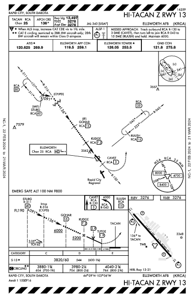 Ellsworth Afb Rapid City, SD (KRCA): HI-TACAN Z RWY 13 (IAP)