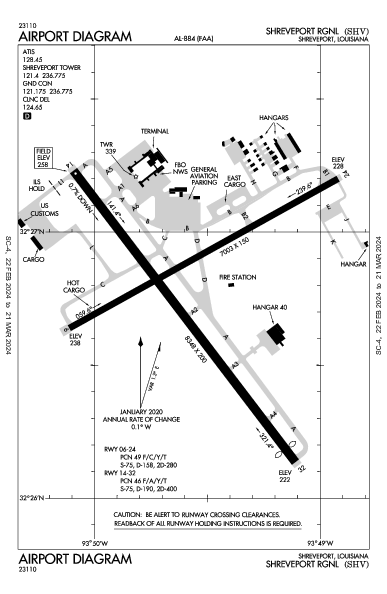 Shreveport Rgnl Shreveport, LA (KSHV): AIRPORT DIAGRAM (APD)