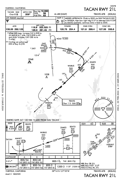 Travis Afb Fairfield, CA (KSUU): TACAN RWY 21L (IAP)